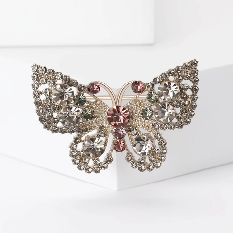 Eleganter Legierung Schmetterling Brosche Anstecknadel Mit Strass Kristall Hohl Design Für Damen Mode Kleidung Schmuck