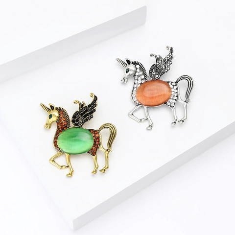 Spilla Vintage in Lega Con Strass a Forma di Unicorno e Pegaso Per Donna Spilla Animale alla Moda Gioielli per Abiti Decorazione