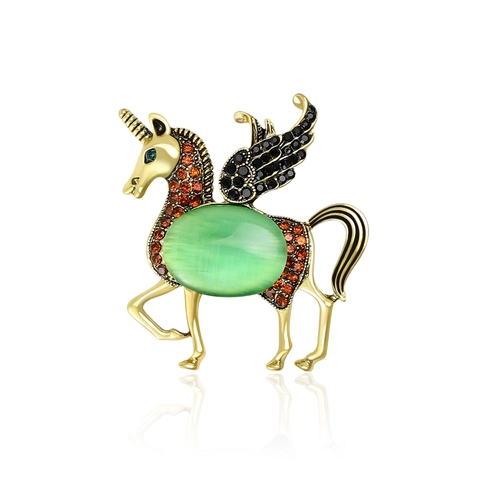Spilla Vintage in Lega Con Strass a Forma di Unicorno e Pegaso Per Donna Spilla Animale alla Moda Gioielli per Abiti Decorazione