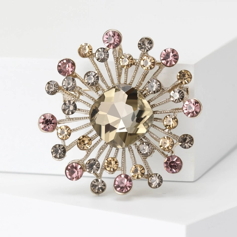Elegant Alloy Sunflower Rhinestone Brooch For Women Retro Floral Corset Pin Wedding Party Jewelry Gift