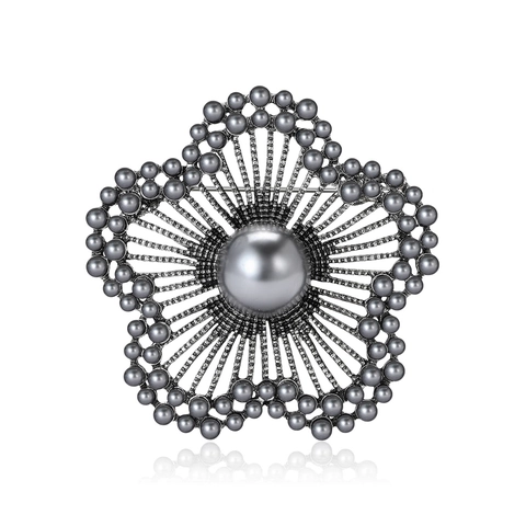 Spilla Fiore Vintage Con Perla Artificiale Elegante Spilla Floreale in Lega per Donna Accessori Oro Argento