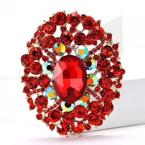 Spilla Ovale in Lega con Strass Vintage Lussuosa Spilla per Corsetto in Cristallo Intarsiato per Donna Matrimonio Banchetto Gioielli di Moda