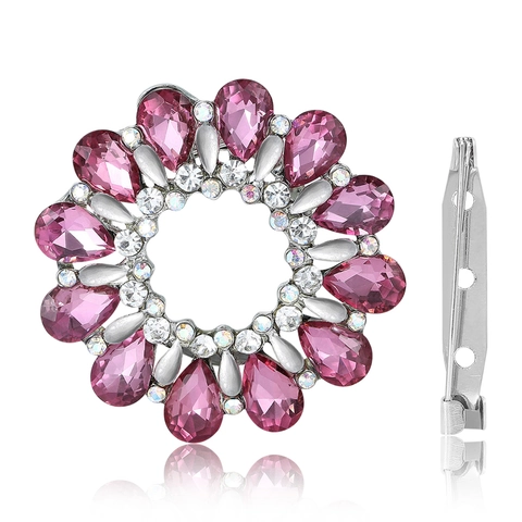 Vintage Alloy Rhinestone Flower Brooch For Women Colorful Crystal Water Drop Silk Scarf Buckle Fashion Jewelry Accessories