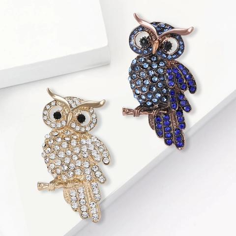 Vintage Uil Broche Legering Strass Ingelegd Dier Borstspeld Voor Vrouwen Mannen Kleding Accessoires Mode Sieraden Decor Cadeau