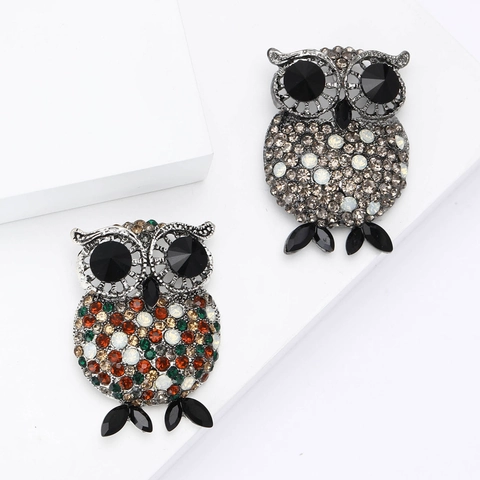 Broche Hibou en Alliage Strass Vintage pour Femmes Broche de Bijoux Animaux Haut de Gamme pour Décoration de Vêtements Cadeau