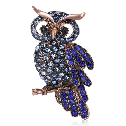 Vintage Uil Broche Legering Strass Ingelegd Dier Borstspeld Voor Vrouwen Mannen Kleding Accessoires Mode Sieraden Decor Cadeau
