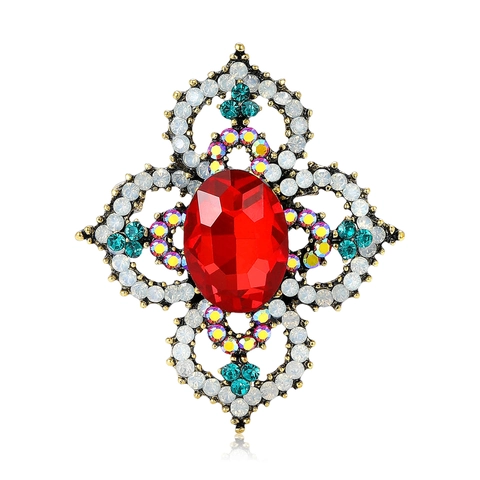 Spilla In Lega Di Strass Barocca Vintage Lusso Ovale Stile Palazzo Decorazione Floreale Gioielli Per Accessori Abito Donna