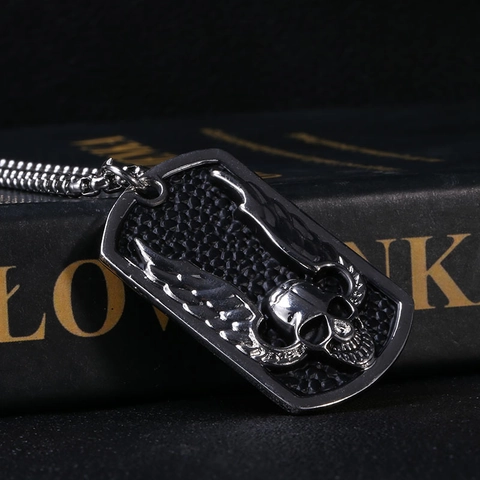 Collana Punk Gothic in Acciaio Inossidabile Con Ciondolo Teschio e Ali di Diavolo per Uomo Donna Gioielli Vintage