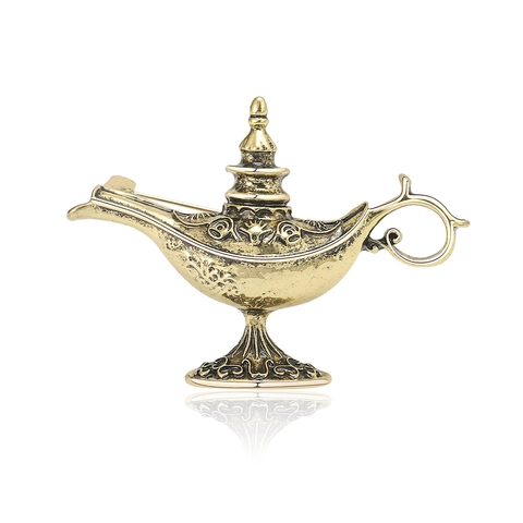 Broche en Alliage Émaillé Vintage Lampe Magique d'Aladdin pour Femmes Hommes Style Palais Rétro Accessoire de Vêtement Arabe Bijoux Cadeau