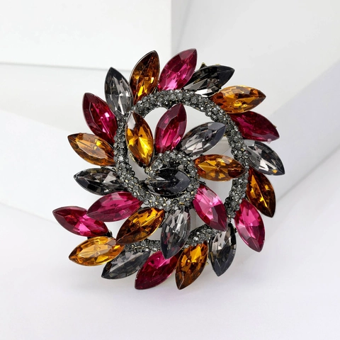 Spilla a Fiore in Lega di Strass Vintage per Donna Design Floreale a Spirale Spilla Intarsiata Lussuosa Accessorio Gioielli Festa Matrimonio