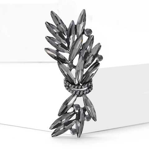Luxury Alloy Sparkling Crystal Rhinestone Wheat Ear Leaf Shape Brooch Pin Vintage Jewelry For Women Wedding Party Banquet Corsage