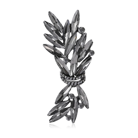 Vintage Alloy Rhinestone Leaf Brooch Pin Shiny Crystal Wheat Ear Breastpin For Women Fashion Jewelry Overcoat Suit Accessory