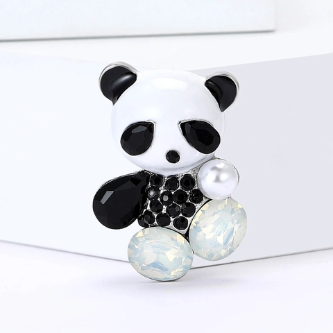 Mode Legierung Emaille Panda Brosche Mit Strass Und Künstlicher Perle Süße Tier Anstecknadel Für Anzug Strickjacke Damen Herren Schmuck