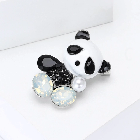 Mode Legierung Emaille Panda Brosche Mit Strass Und Künstlicher Perle Süße Tier Anstecknadel Für Anzug Strickjacke Damen Herren Schmuck