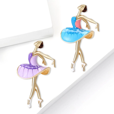 Elegant Alloy Ballet Dancer Brooch Enamel Dancing Girl Pin For Women Clothing Sweet Cartoon Jewelry Decoration Gift