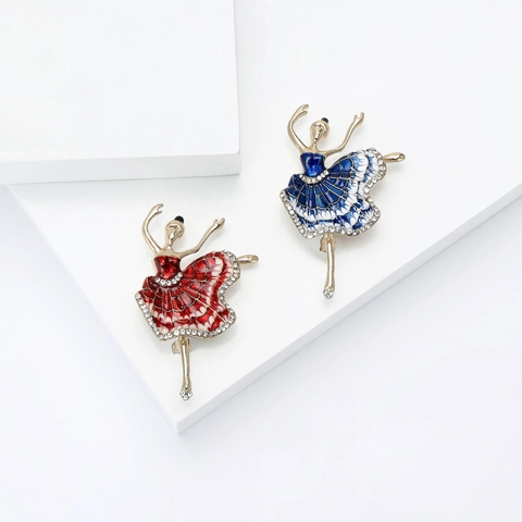 Elegante Spilla a Forma di Ballerina in Lega Con Smalto e Strass Gioiello Decorativo Regalo per Donna