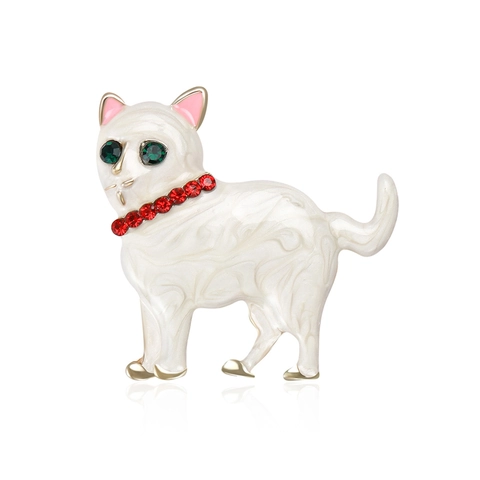 Spilla Gatto in Lega Alla Moda Con Strass Smalto Forma Animale Spille da Balia Gioielli per Decorazione Abbigliamento Donna