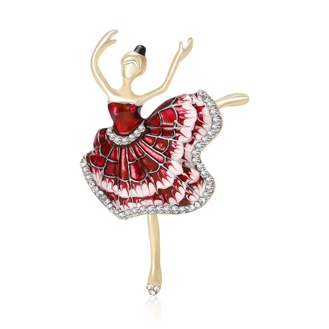 Elegante Spilla a Forma di Ballerina in Lega Con Smalto e Strass Gioiello Decorativo Regalo per Donna