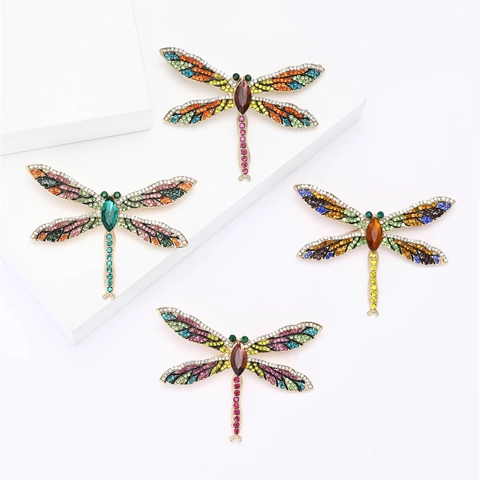 Spilla a Forma di Libellula in Lega Vintage per Donna Lussuosa con Intarsio di Strass Colorati Accessorio per Abbigliamento per Banchetto Matrimonio