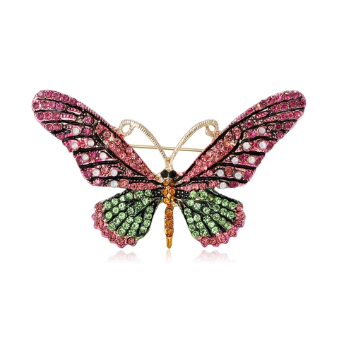 Luxuriöse Legierung Bunte Strass Schmetterling Brosche Für Damen Retro Große Insekten Pin Kleidung Schmuck Zubehör