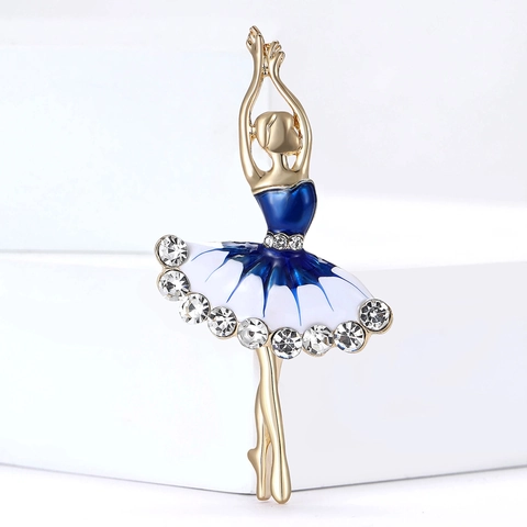 Elegant Alloy Enamel Ballet Girl Brooch Rhinestone Inlaid Dancing Girl Pin For Women Clothing Decoration Accessories Jewelry Gift