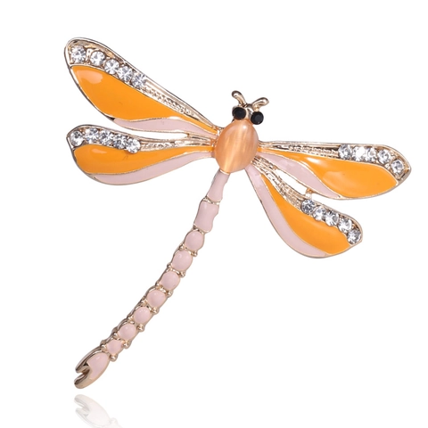 Spilla Vintage a Forma di Libellula per Donna Lega di Alta Qualità Strass Smalto Pietra Occhio di Gatto Artificiale Gioielli Fatti a Mano