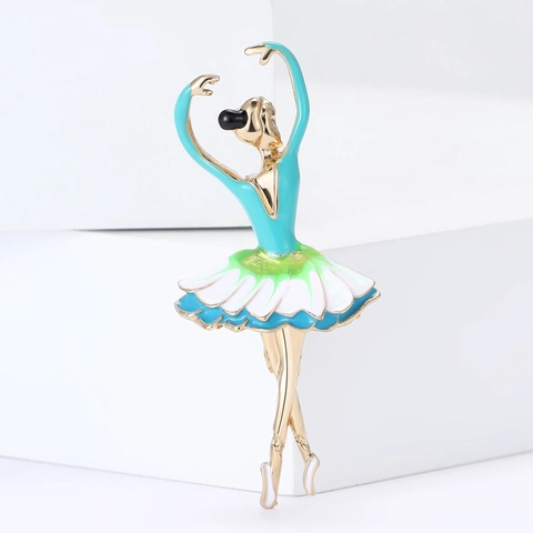 Elegant Ballerina Girl Brooch Alloy Enamel Dancing Girl Shape Pin For Women Dress Suit Accessories Fashion Jewelry Gift