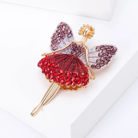 Broche Fée Danseuse De Ballet Style Coréen Alliage Incrusté De Strass Pour Femmes Accessoire Bijoux Pour Manteau Pull