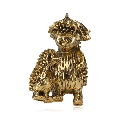 Spilla Retro in Lega a Forma di Riccio Animale per Uomo Donna Decorazione Abbigliamento Vintage Oro Argento Rilievo Intaglio Spilla da Risvolto Gioielli Regalo