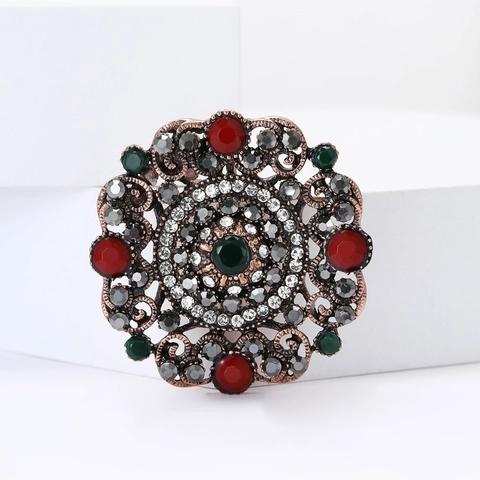 Spilla Rotonda Vintage in Lega di Strass per Donna Spilla Floreale Svuotata Gioielli Decorativi per Abiti Cappotti