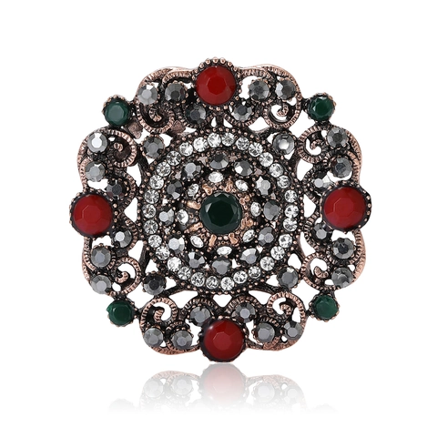 Spilla Rotonda Vintage in Lega di Strass per Donna Spilla Floreale Svuotata Gioielli Decorativi per Abiti Cappotti