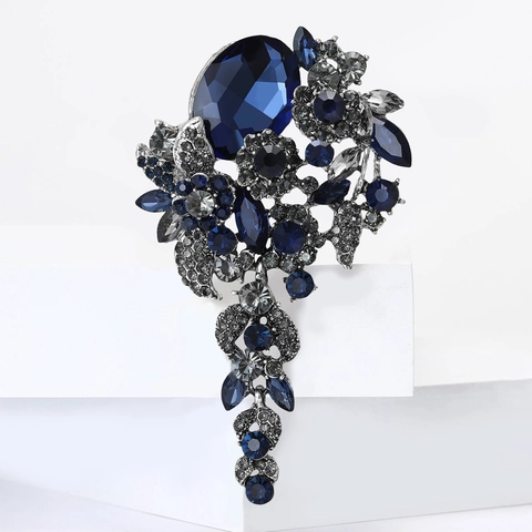 Vintage Große Kristall Glas Blume Brosche Legierung Strass Anhänger Anstecknadeln Für Damen Hochzeit Bankett Bekleidungszubehör