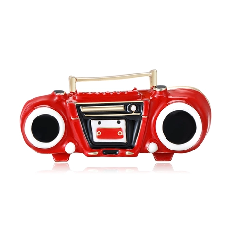 Vintage Boombox Radio Brosche Für Damen Legierung Emaille Tropfen Retro Musik Rekorder Pin Abzeichen Mode Schmuck Geschenk