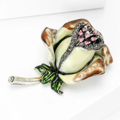 Vintage Legierung Emaille Rosenstrauß Brosche Für Damen Eleganter Strass Blume Anstecknadel Formeller Schmuck Geschenk