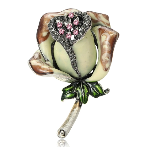 Vintage Legierung Emaille Rosenstrauß Brosche Für Damen Eleganter Strass Blume Anstecknadel Formeller Schmuck Geschenk