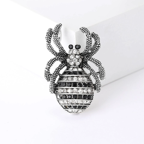 Vintage Punk Legierung Strass Spinne Brosche Übertriebene Insekt Tier Reversnadel Für Herren Damen Anzug Zubehör Schmuck