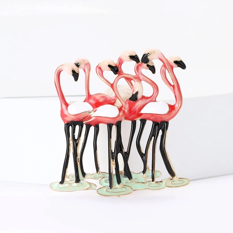 Mode Legering Emaille Flamingo Speld Grappig Dier Kleding Accessoires Voor Dames
