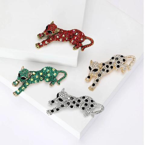 Spilla Leopardo in Lega Di Lusso Con Strass Per Donna Spilla Alla Moda a Forma Di Animale Ghepardo Gioielli Per Abito Da Banchetto