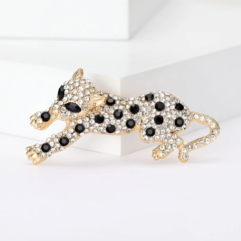 Spilla Leopardo in Lega Di Lusso Con Strass Per Donna Spilla Alla Moda a Forma Di Animale Ghepardo Gioielli Per Abito Da Banchetto