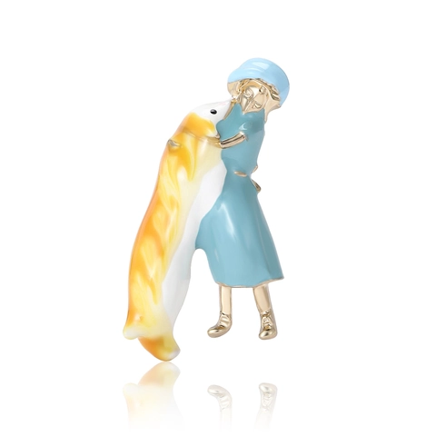 Süße Cartoon Mädchen Umarmt Katze Emaille Brosche Legierung Tropföl Pins Für Damen Mode Kleidung Zubehör Abzeichen Schmuck Geschenk