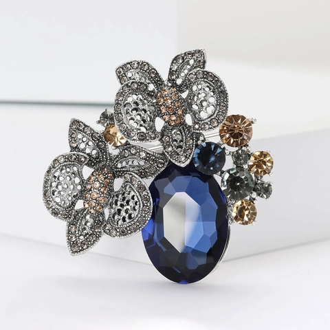 Spilla in Lega Vintage con Fiori in Strass per Donna Elegante Pin per Scialle in Abito Floreale Accessorio per Matrimonio Festa
