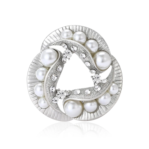 Elegante Spilla in Lega con Perla Artificiale e Strass per Donna Semplice Design Geometrico a Spirale Circolare Accessorio per Abbigliamento