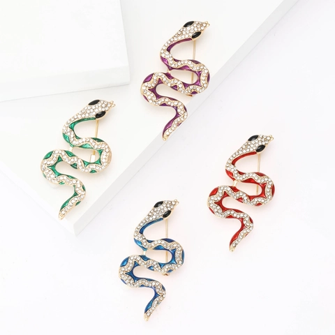 Spilla a Forma di Serpente in Lega di Moda con Strass Elegante Smalto Spilla da Petto per Accessori Abbigliamento Donna Gioielli