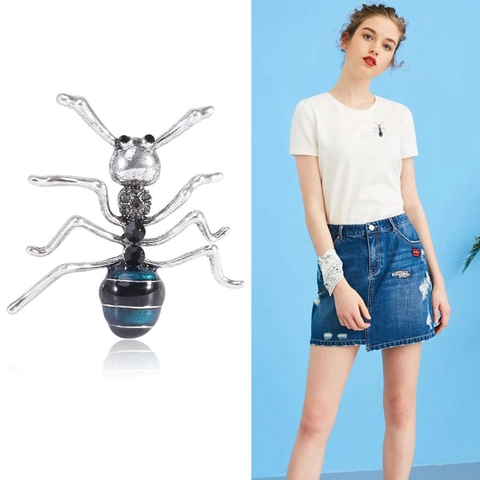 Creative Ant Shape Alloy Brooch Exquisite Enamel Drip Oil Rhinestone Insect Corsage For Women Men Fashion Animal Pin Jewelry