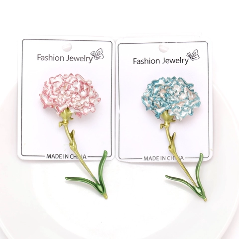 Fashion Alloy Enamel Carnation Brooch For Women Pastoral Style Floral Breastpin Gift For Mother's Day Jewelry Accessory