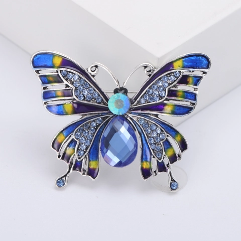 Broche de Mariposa de Esmalte Vintage para Mujer Pin de Broche de Animal de Strass Colorido para Accesorios de Moda de Boda de Fiesta
