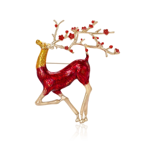 Spilla di Renna in Smalto Colorato alla Moda Spilla da Revers in Lega di Strass a Forma di Cervo per Donna Regalo di Natale