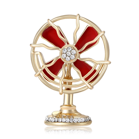Spilla Ventilatore Elettrico in Lega Vintage Smalto Strass Gioielli Stile Industriale Creativo per Donna Accessorio