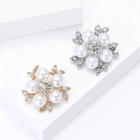 Luxus Legierung Imitationsperle Blume Brosche Mit Strass Elegante Florale Brustnadel Schmuck Geschenk Für Damen Gold Silber