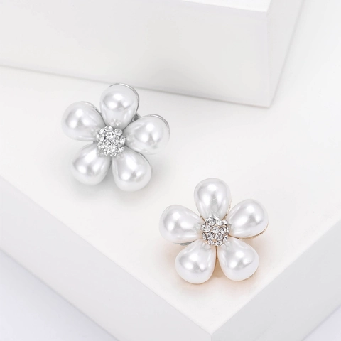 Elegante Spilla a Forma di Fiore in Lega Con Perla Artificiale e Strass Semplice Spilla Floreale per Donna Moda Sciarpa Gioielli